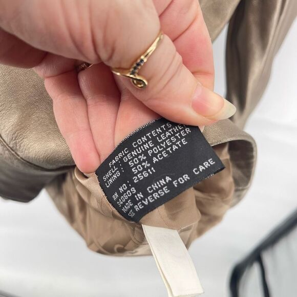 Jones New York Women's Full Zip Stand-up Collar Leather Jacket Size L - Picture 12 of 12